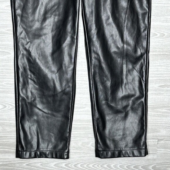 7 For All Mankind Black Faux Leather Pants Women’s M Vegan Leather Coated Jogger - Picture 3 of 15